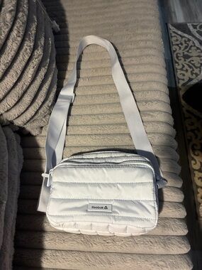 Reebok White Quilted Nylon Crossbody Bag with Adjustable Strap
